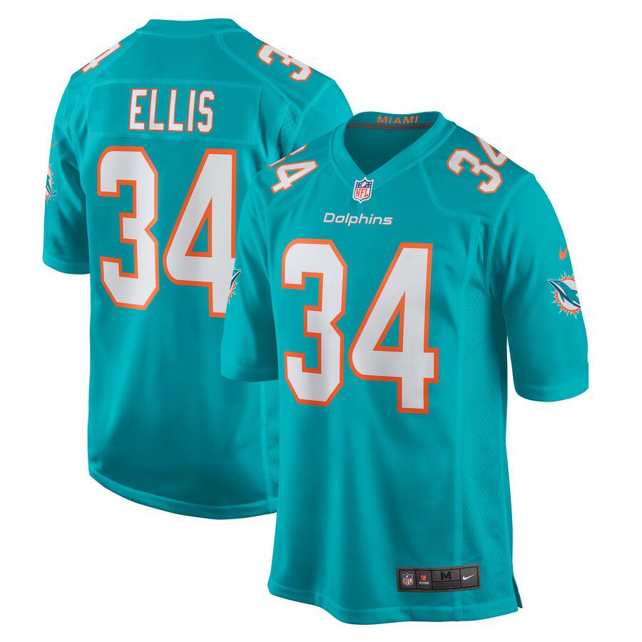 Men Miami Dolphins 34 Tino Ellis Nike Aqua Home Game Player NFL Jersey